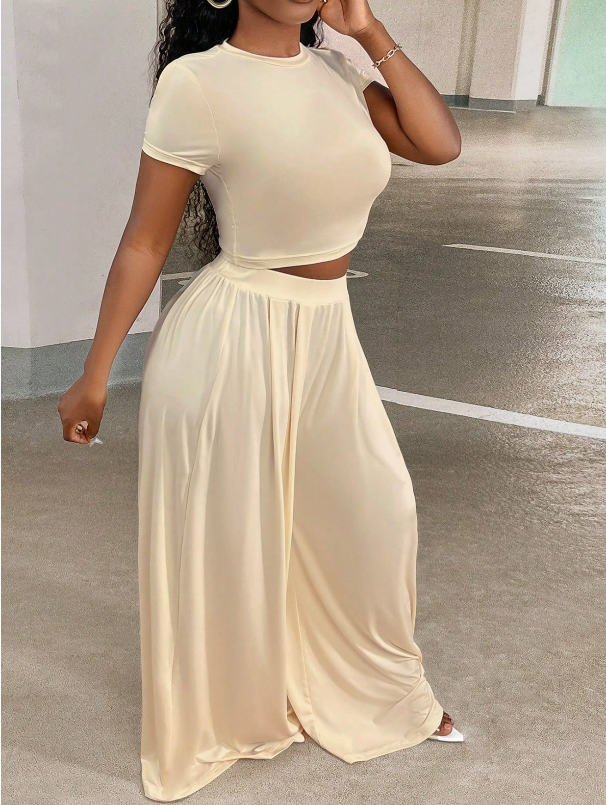Casual Chic Crop Top Pant Set
