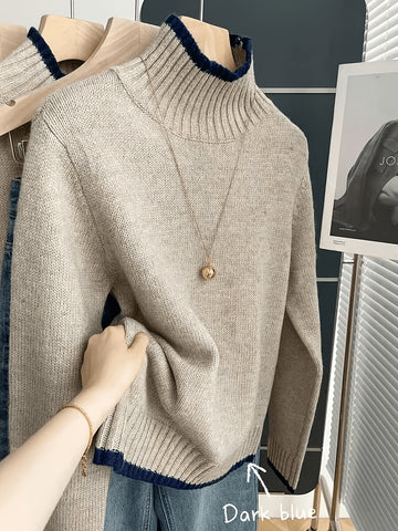 Cozy Colorblock Mock Neck Sweater