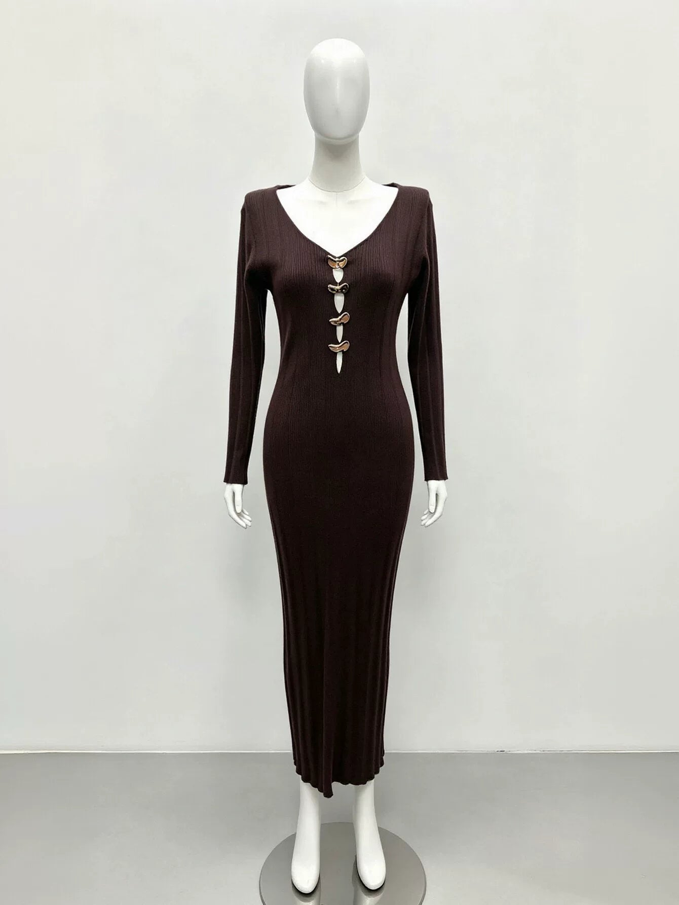 Cutout Ribbed Knit Maxi Dress