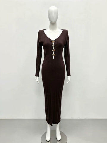 Cutout Ribbed Knit Maxi Dress