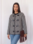 Classic Plaid Toggle Closure Jacket