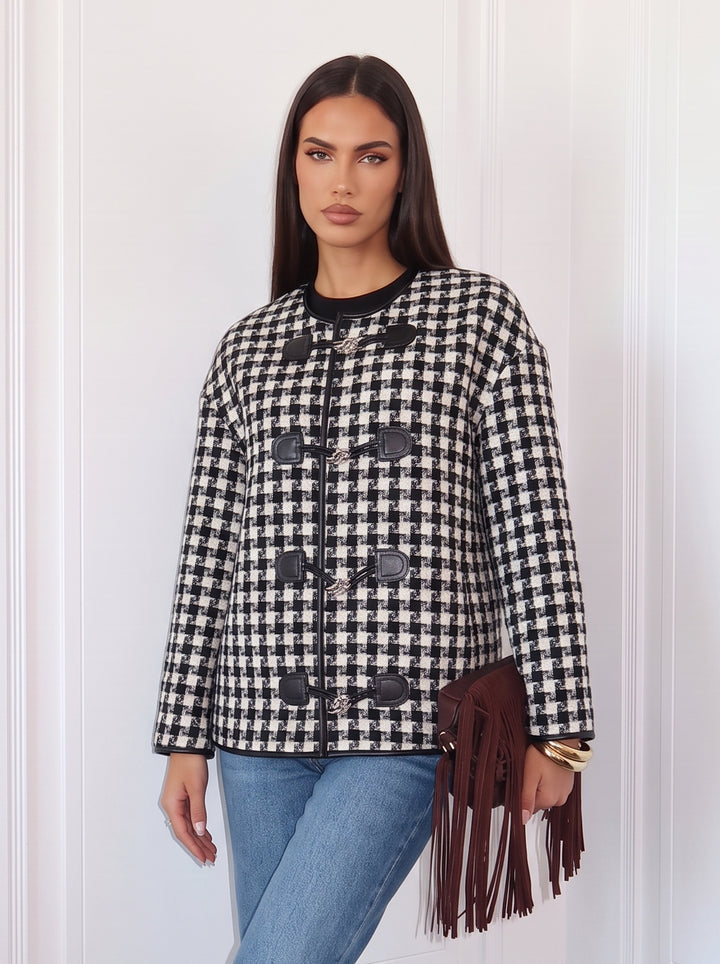 Classic Plaid Toggle Closure Jacket