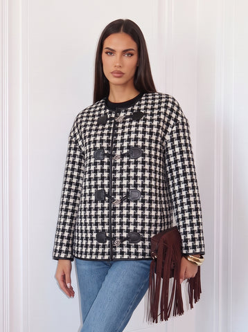 Classic Plaid Toggle Closure Jacket