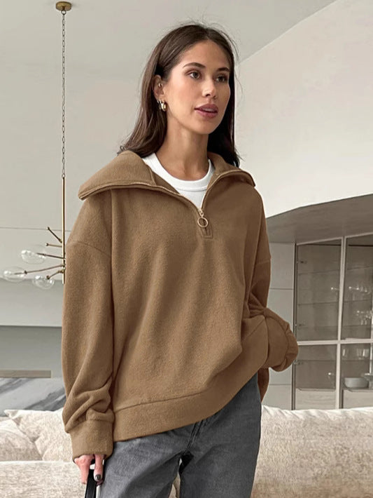 Oversized Quarter Zip Fleece Sweatshirt