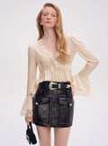 High Waisted Faux Leather Mini Skirt
