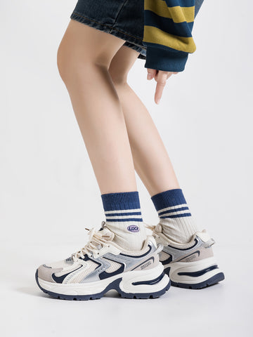 Chunky Sole Breathable Mesh Retro Sneakers[Note:Runs Small,Go One Size Up]