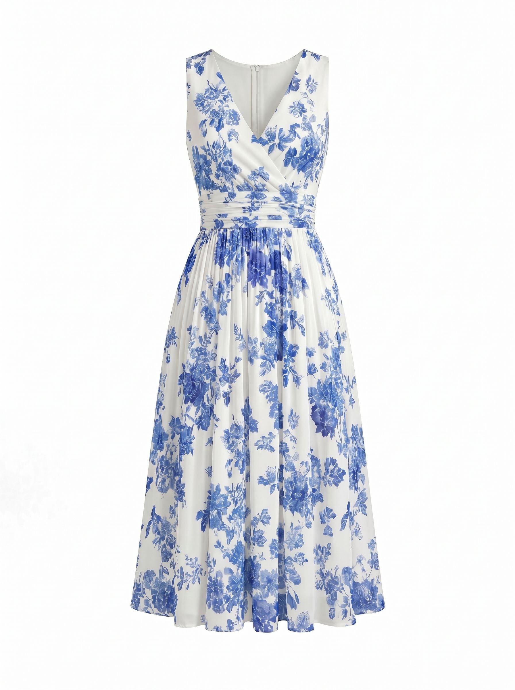 CORINNE
Floral Print V Neck A Line Midi Dress