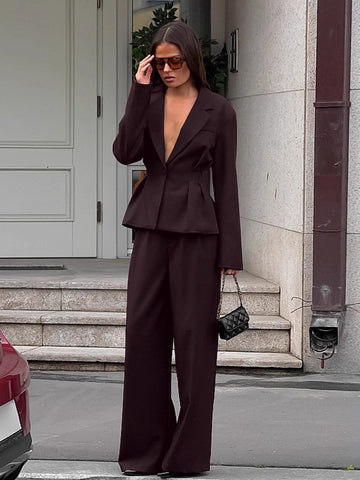 Tailored Peplum Wide Leg Pant Set