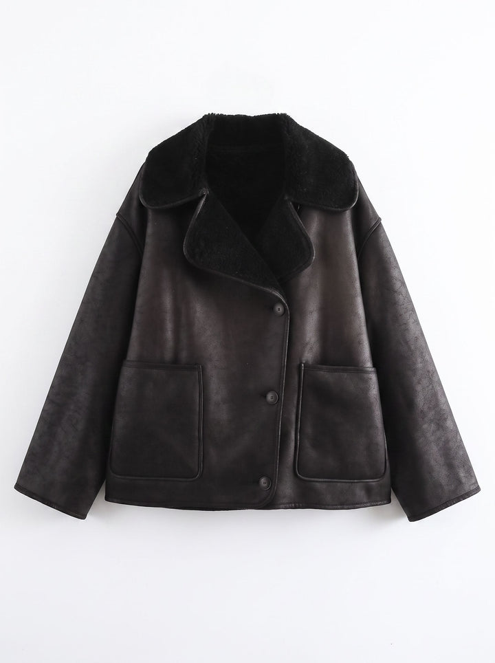 Cozy Faux Suede Sherpa Lined Jacket