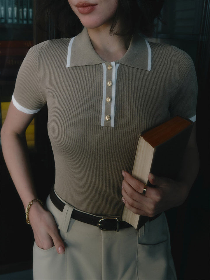 Short Sleeve Single-Breasted Casual Polo Shirt