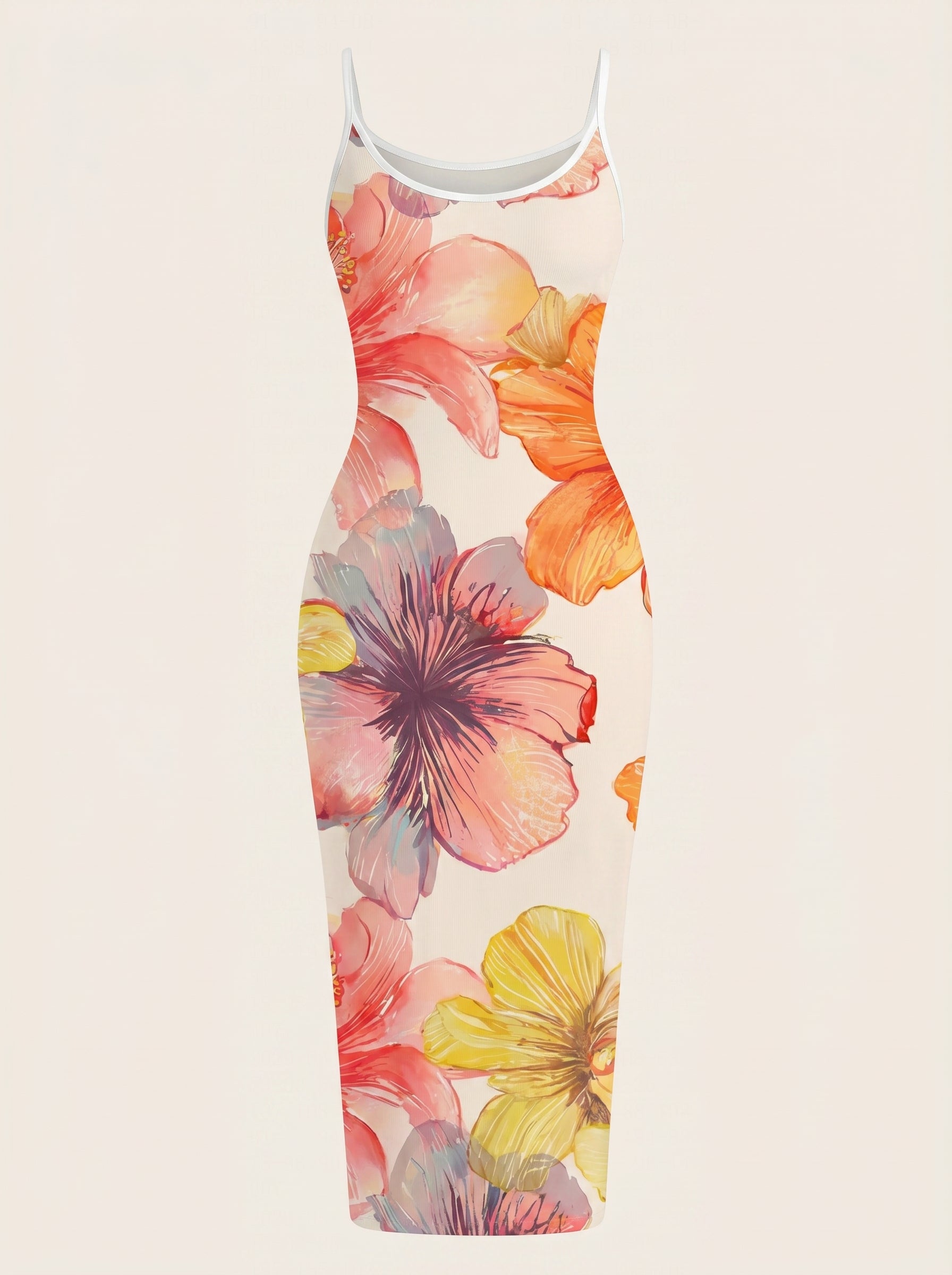 CAPRI Floral Print Sleeveless Bodycon Midi Dress