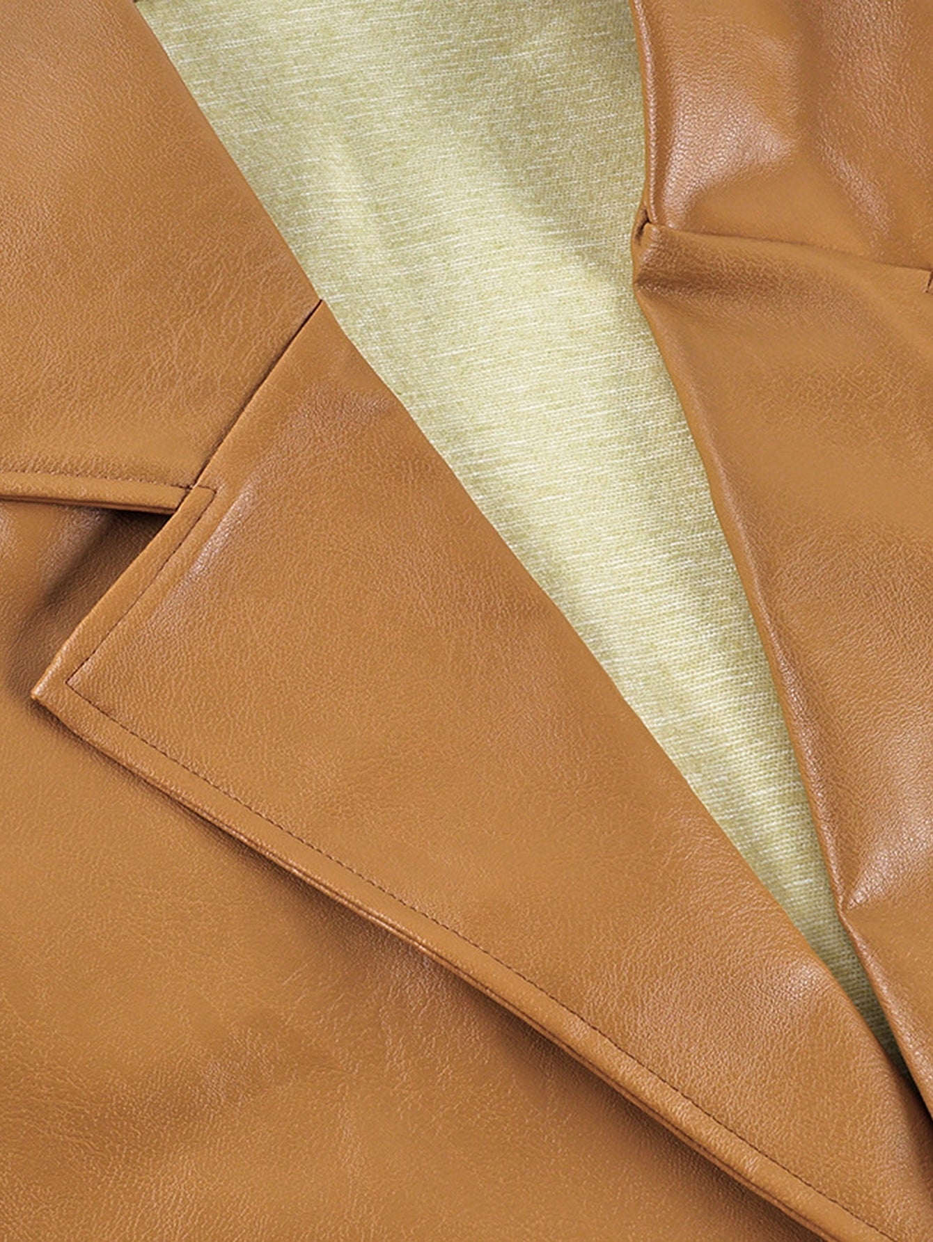 Oversized Brown Faux Leather Blazer Jacket