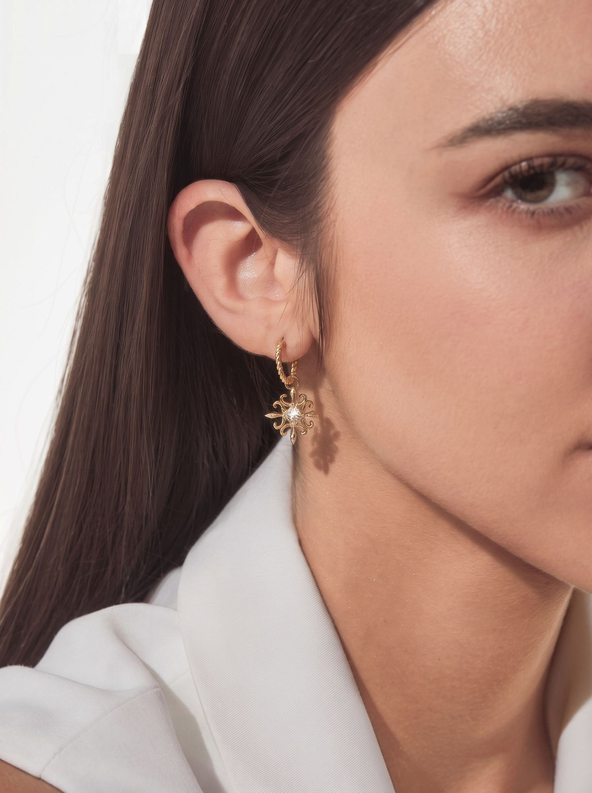Vintage Twisted Gold Hoop Dangle Earrings