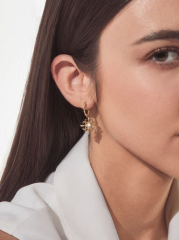 Vintage Twisted Gold Hoop Dangle Earrings
