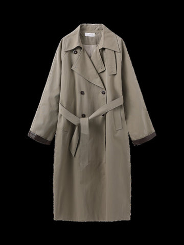 Oversized Contrast Trim Trench Coat