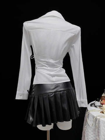 Gothic Lace Up V Neck Shirt