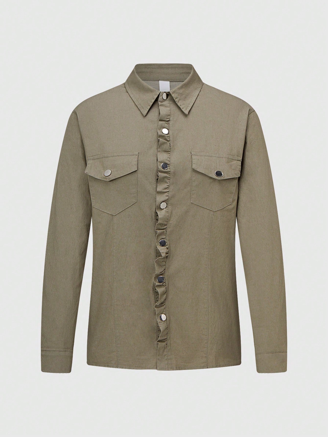 Point Collar Button Classic Denim Shirt-Multicolor