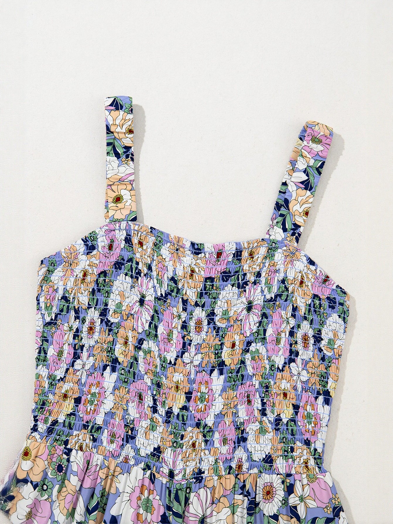 Smocked Floral Wide Leg Jumpsuit