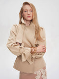 Puff Sleeve Belted Cropped Trench Coat