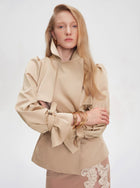 Puff Sleeve Belted Cropped Trench Coat