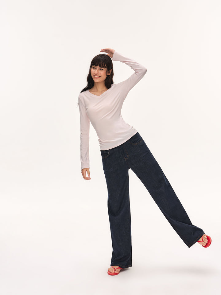 Stretchy Vintage Dark Wash Straight Jeans