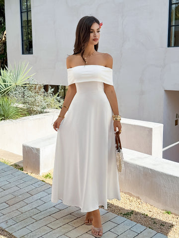 Elegant Off Shoulder White Maxi Dress
