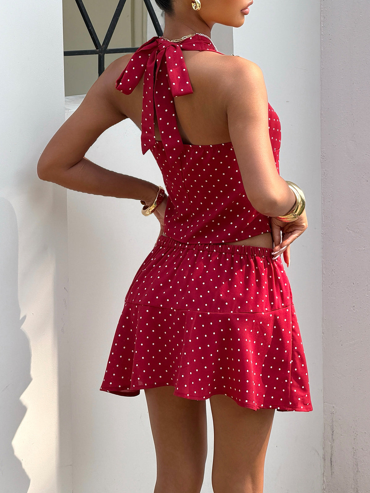 Polka Dot Halter Skirt Set