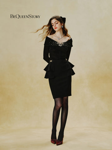 Elegant Peplum High Waist Midi Skirt
