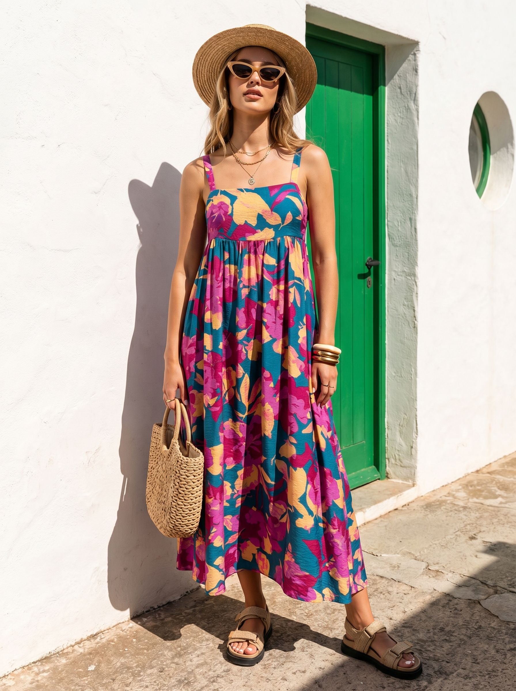 Floral Print Sleeveless Maxi Dress
