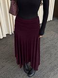 Ruched High Waist Midi Skirt