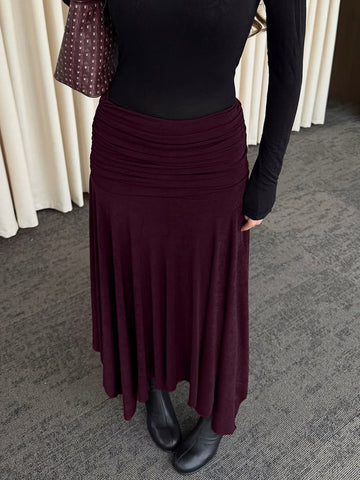 Ruched High Waist Midi Skirt