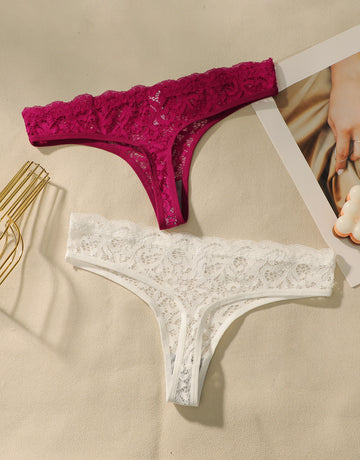 Seamless Floral Lace Thong Panties