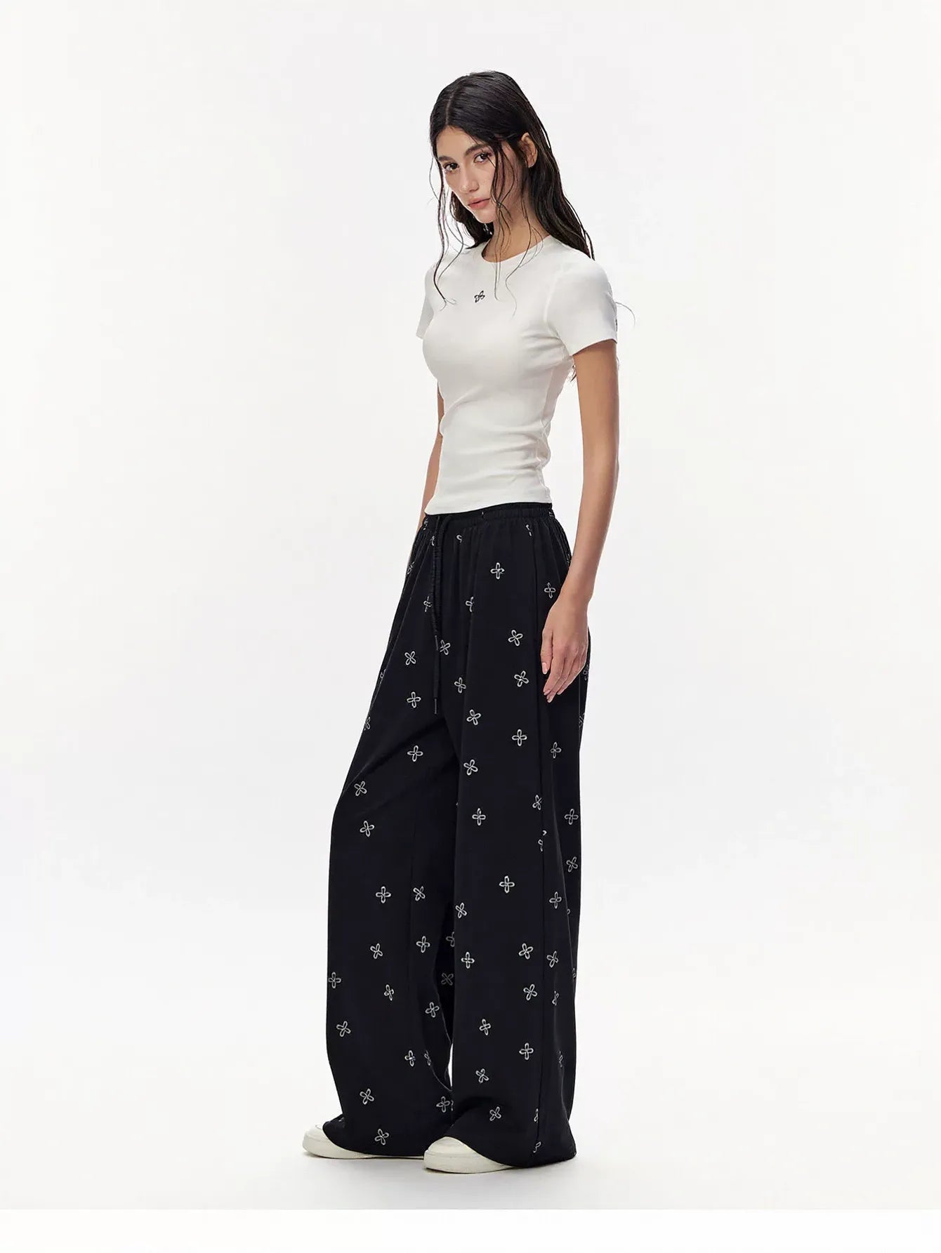 High Waisted Printed Wide Leg Pants