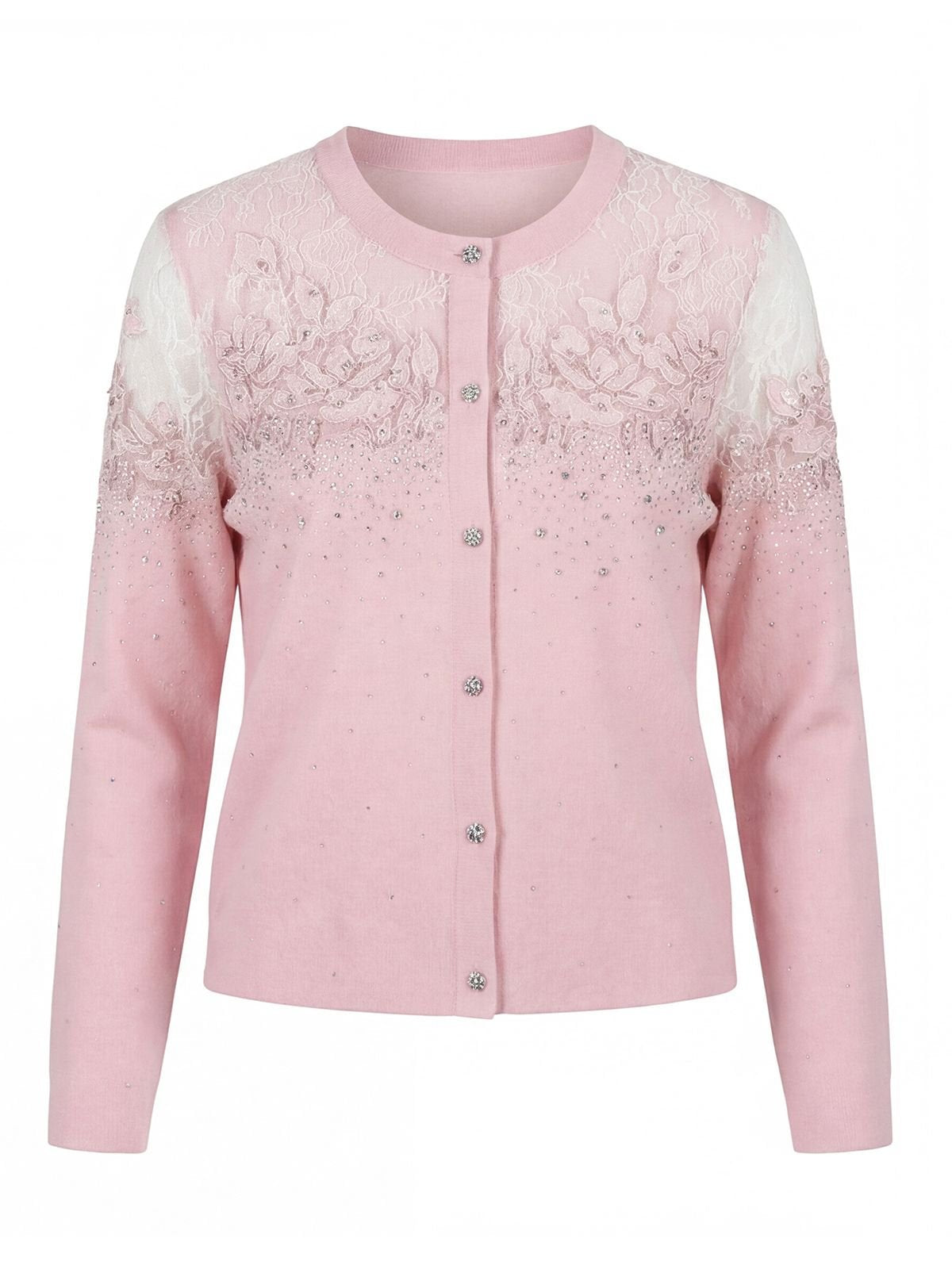 Embellished Lace Trim Knit Cardigan