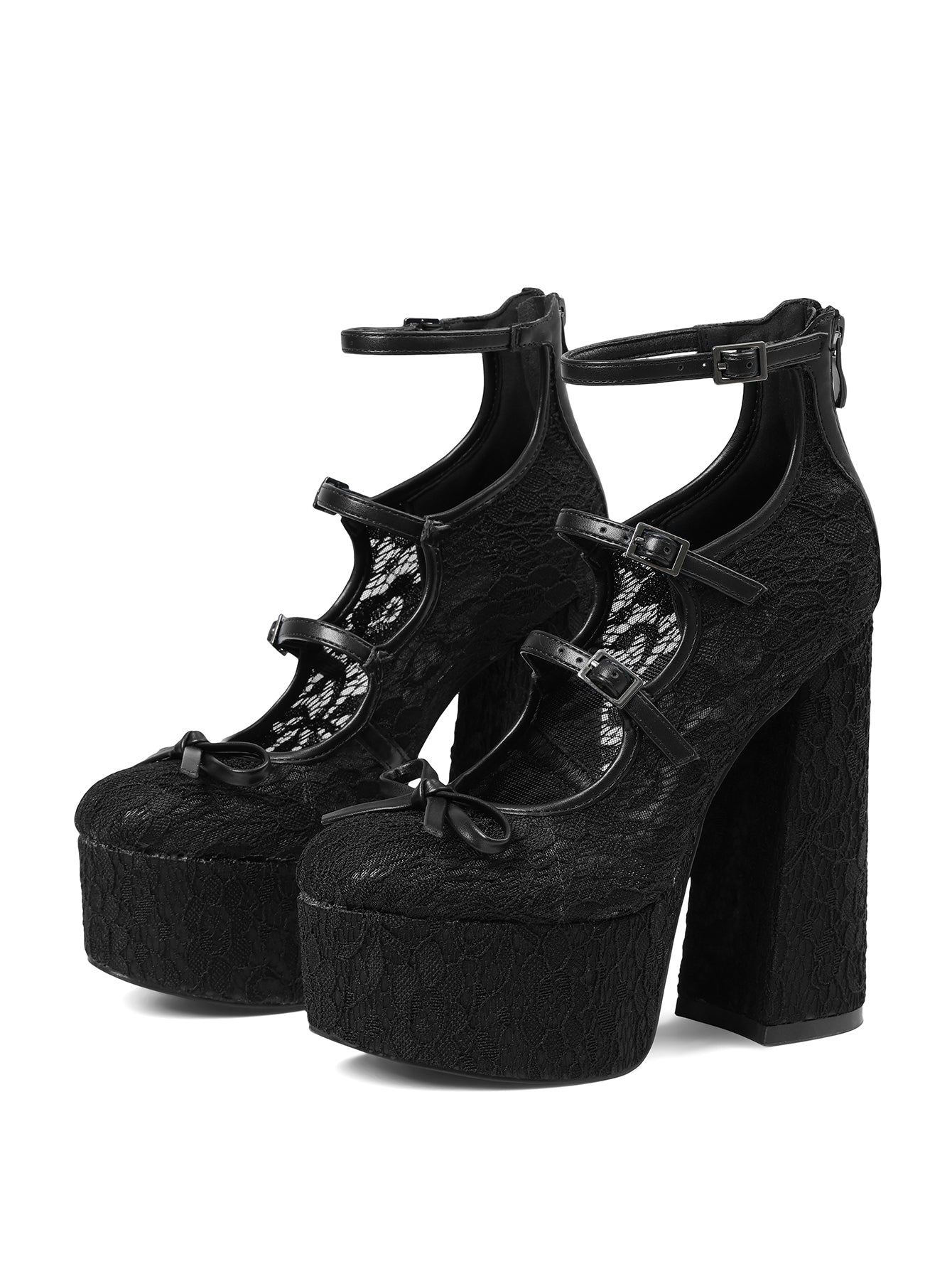 Gothic Lace Platform Mary Jane Heels