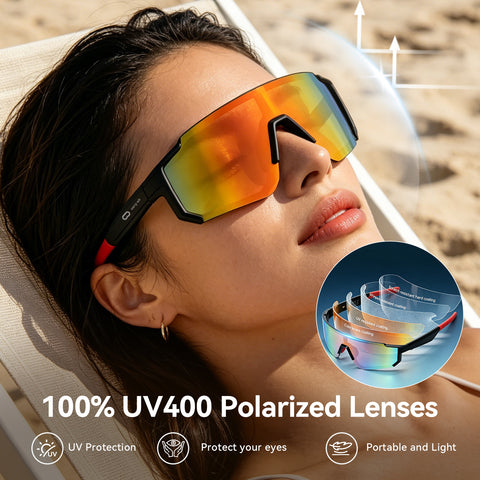 Reflective Shield Sport Cycling Sunglasses