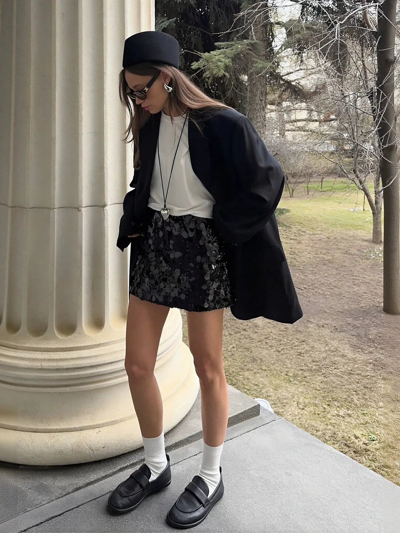 Sparkly Black Sequin Mini Skirt