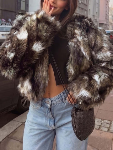 Cropped Fluffy Faux Fur Coat