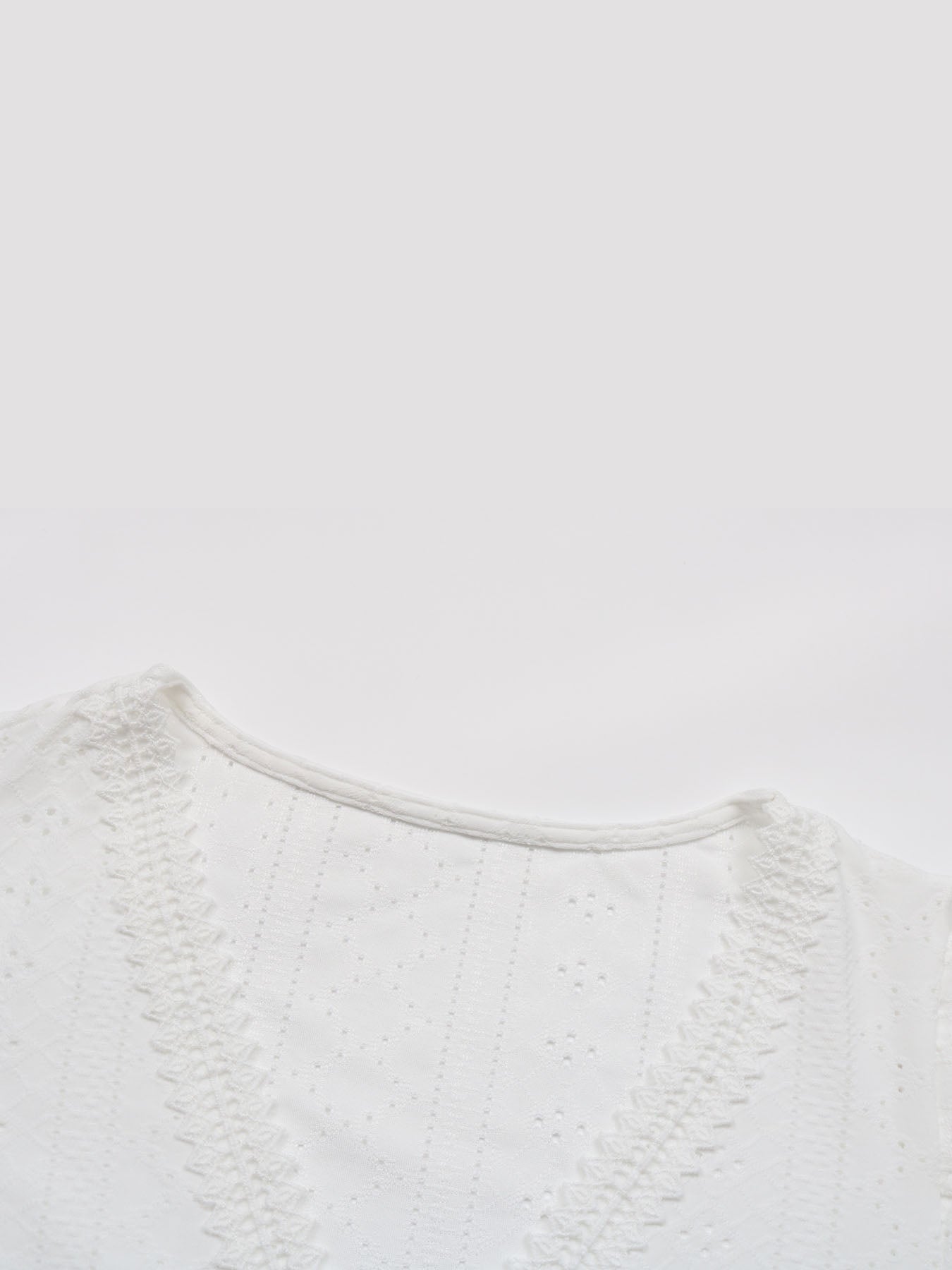Lace-Trimmed V Neck Classic Blouse