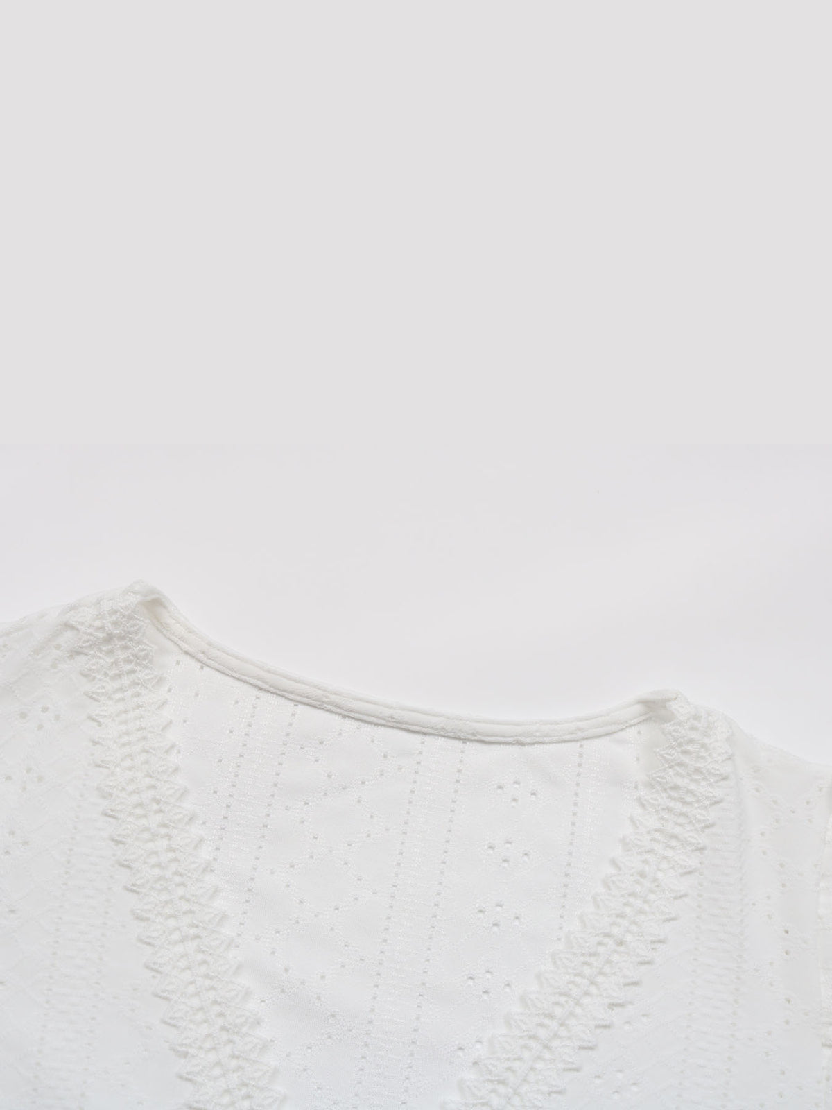 Lace-Trimmed V Neck Classic Blouse