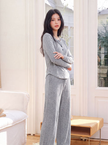 Soft Ribbed Knit Loungewear Set