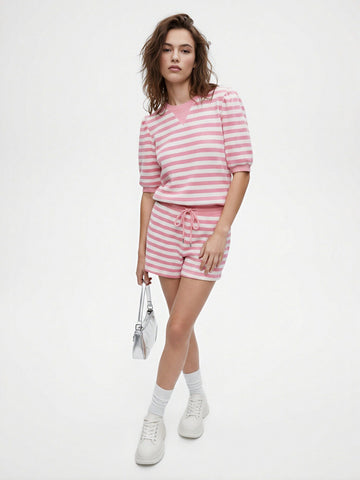 Striped Cropped Short Set