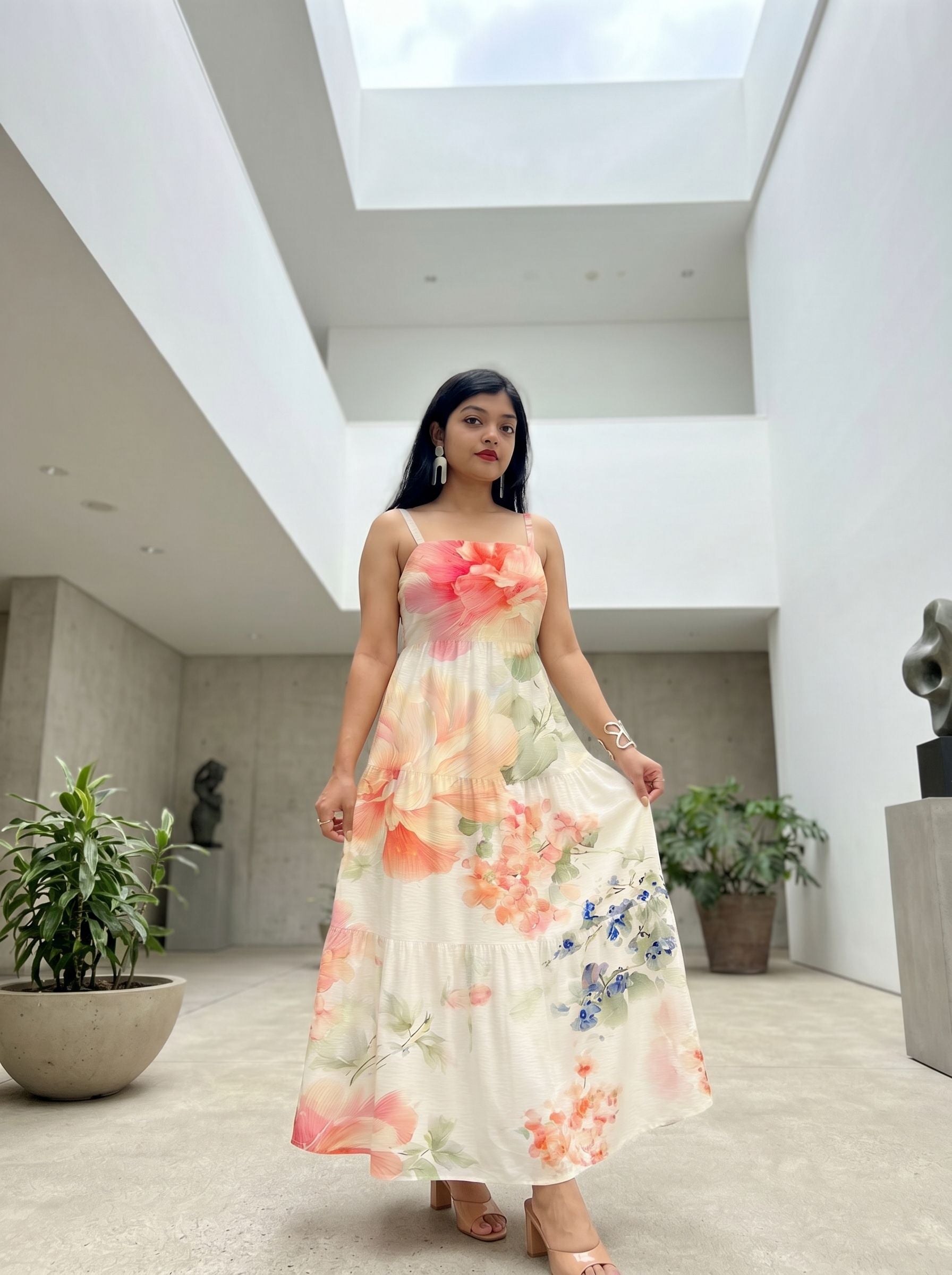 Sikruti Jena's Hibiscus Floral Print Midi Dress