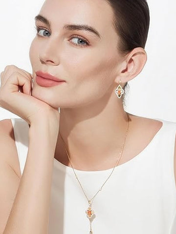 Elegant Floral Gemstone Dangle Earrings