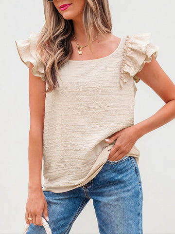 Ruffled Sleeve Sleeveless Top