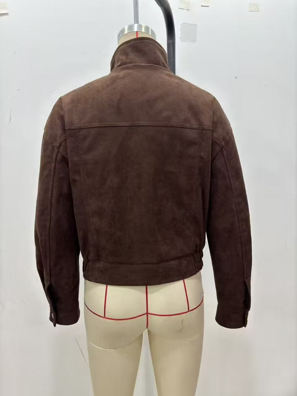 Brown Suede Utility Cropped Jacket