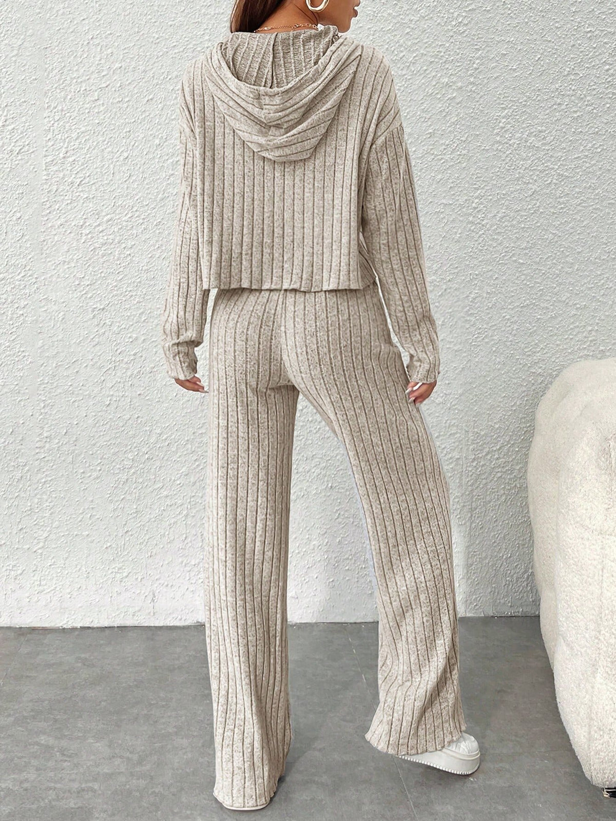Cozy Ribbed Knit Hoodie Pants Set