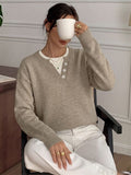 Cozy Button Placket Knit Sweater