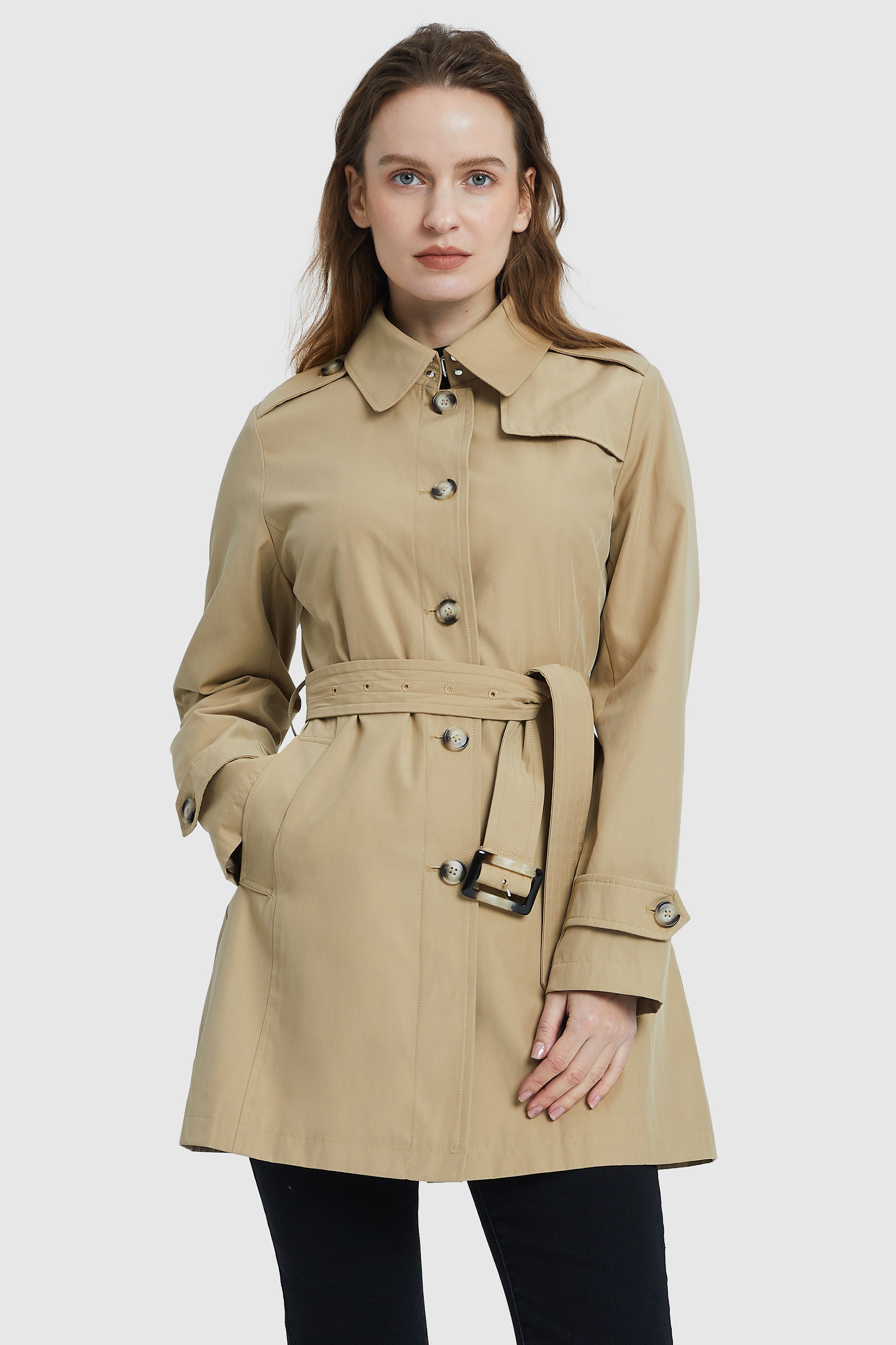 Classic Belted Double Breasted Trench Coat