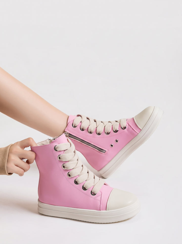Pink High Top Zipper Sweet Sneakers